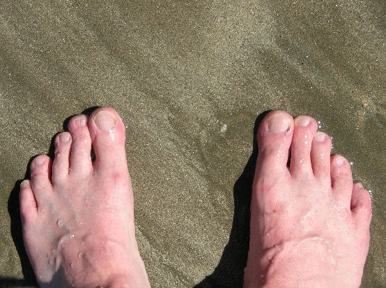 My feet in the Mazatlan sand.